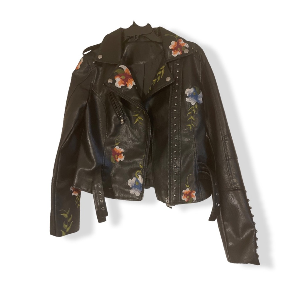 Floral Leather Jacket